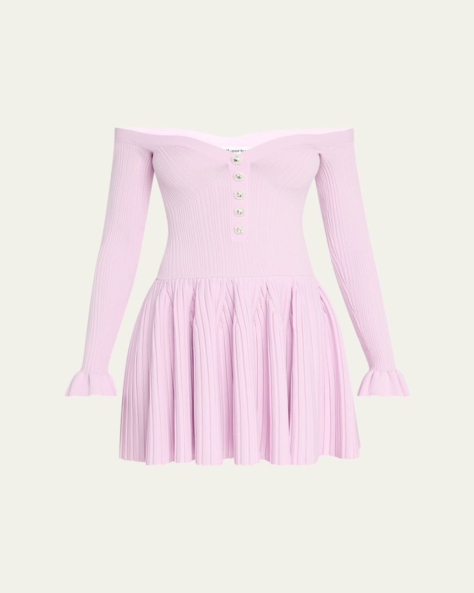 Off-Shoulder Ribbed Knit Mini Dress